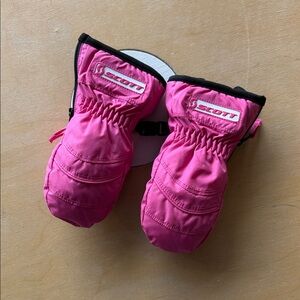 Scott Kids Bright Pink fleece lined zip ski Mittens